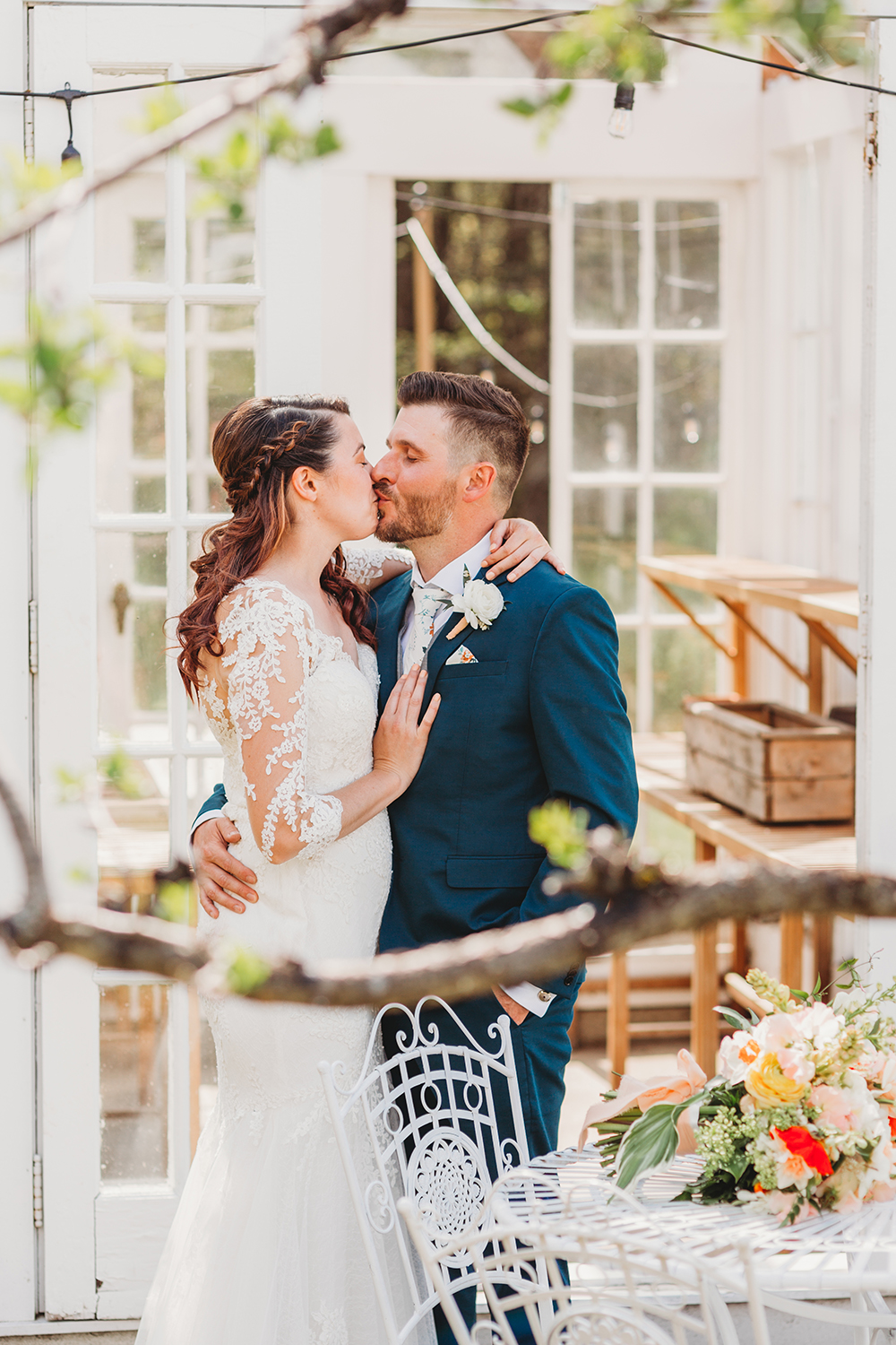 Greenhouse wedding elopement Photographer Stunning Kiss